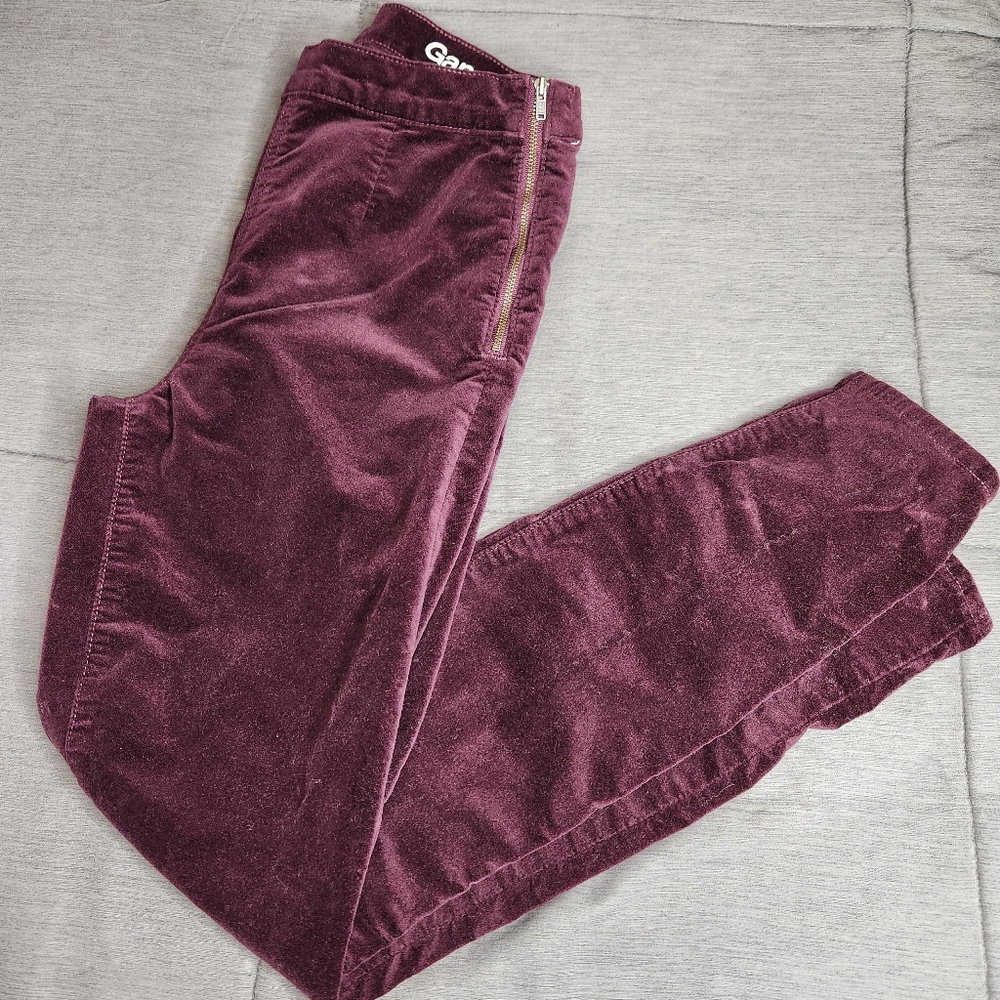 Gap 1969, Size 4, Velvet Burgundy Side Zip Pants